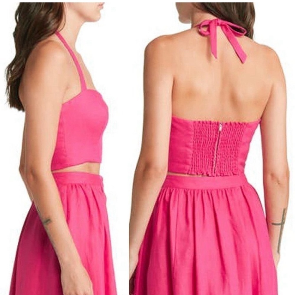 Reformation Orzo Pink Linen Crop Top in Corvette size 10 12